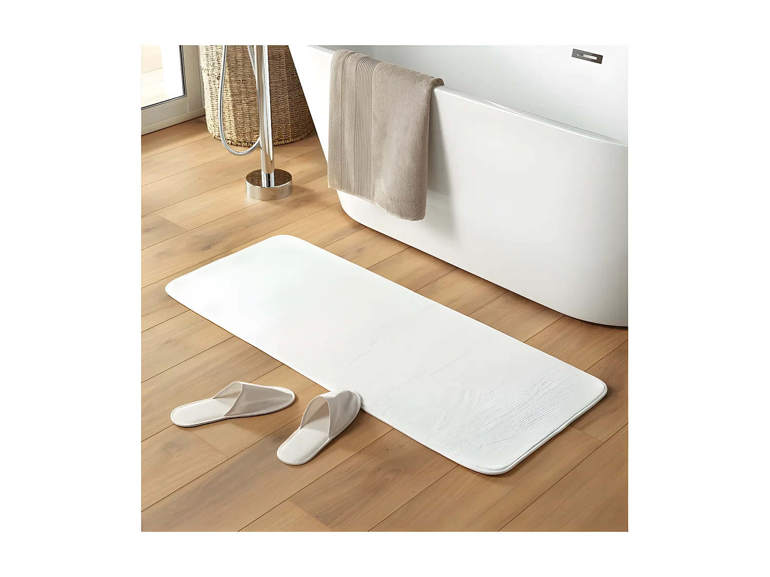 Tapis de Bain Microfibre "Vitamine" 50x120cm Blanc