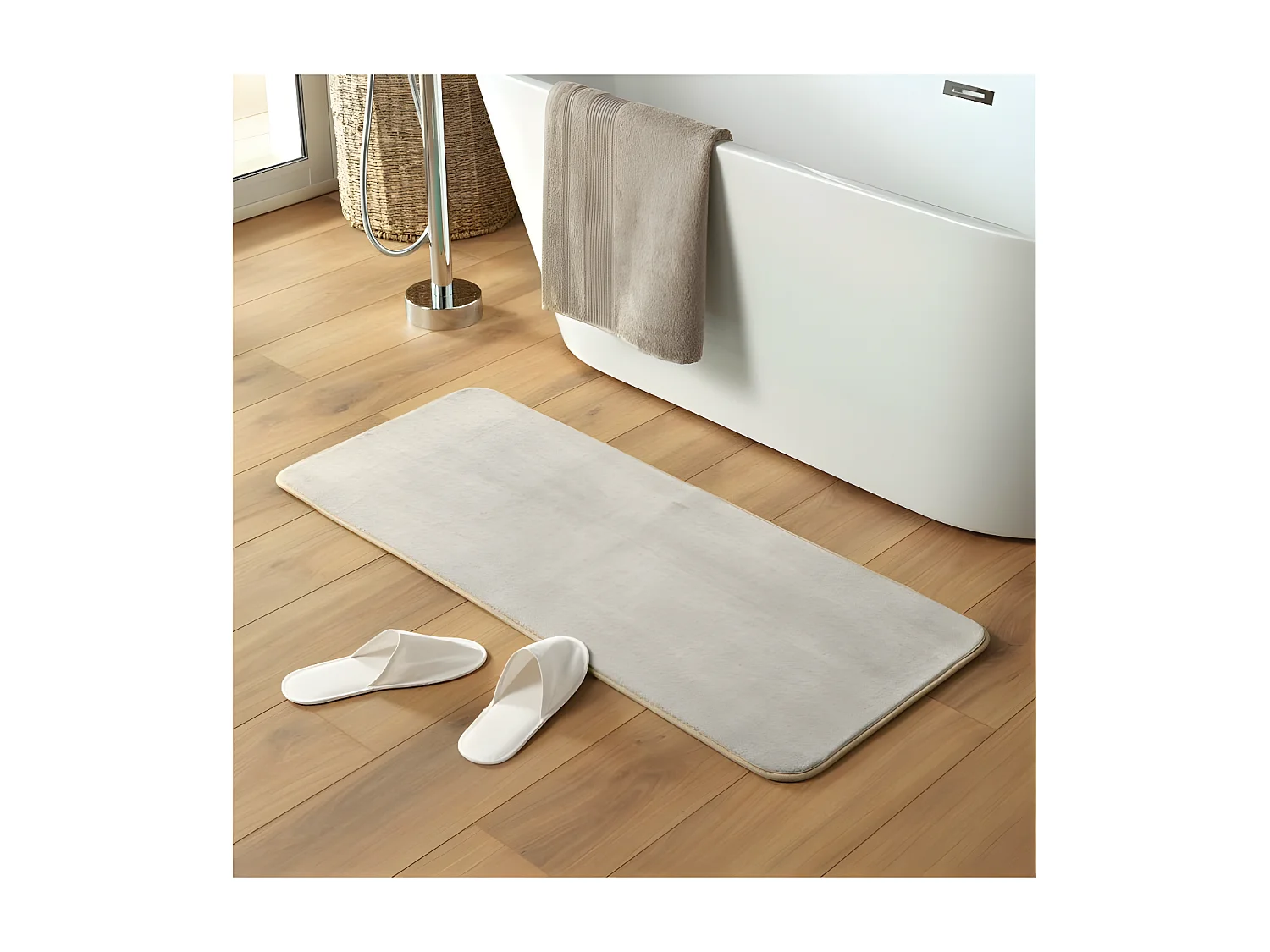 Tapis de Bain Microfibre "Vitamine" 50x120cm Taupe