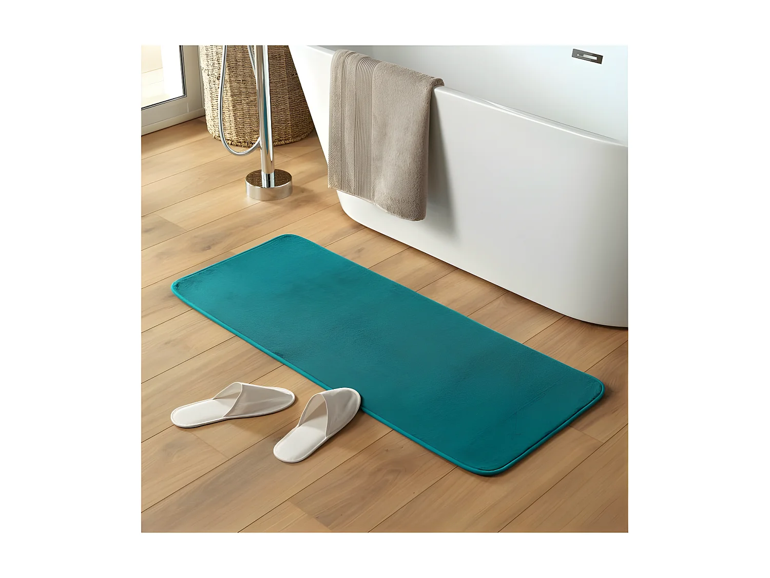 Tapis de Bain Microfibre "Vitamine" 50x120cm Bleu Canard