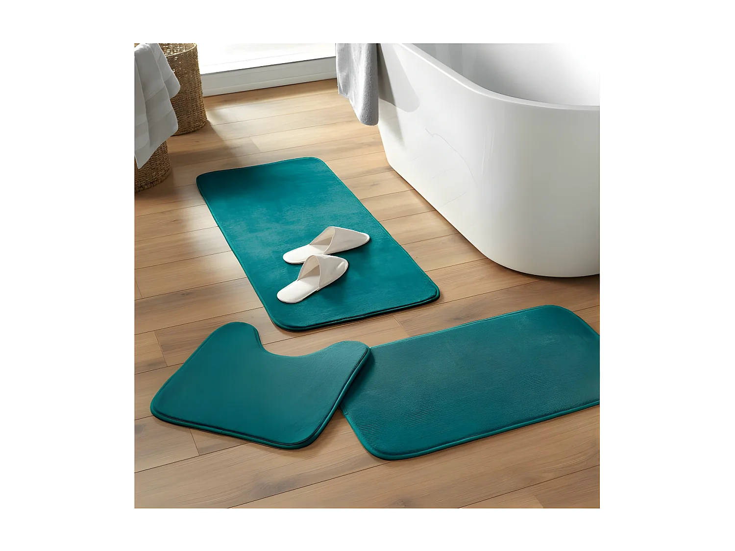 Tapis de Bain Microfibre "Vitamine" 50x120cm Bleu Canard