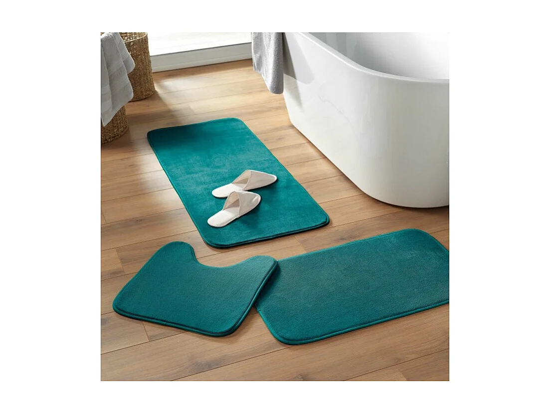 Tapis de Bain Microfibre "Vitamine" 50x120cm Bleu Canard