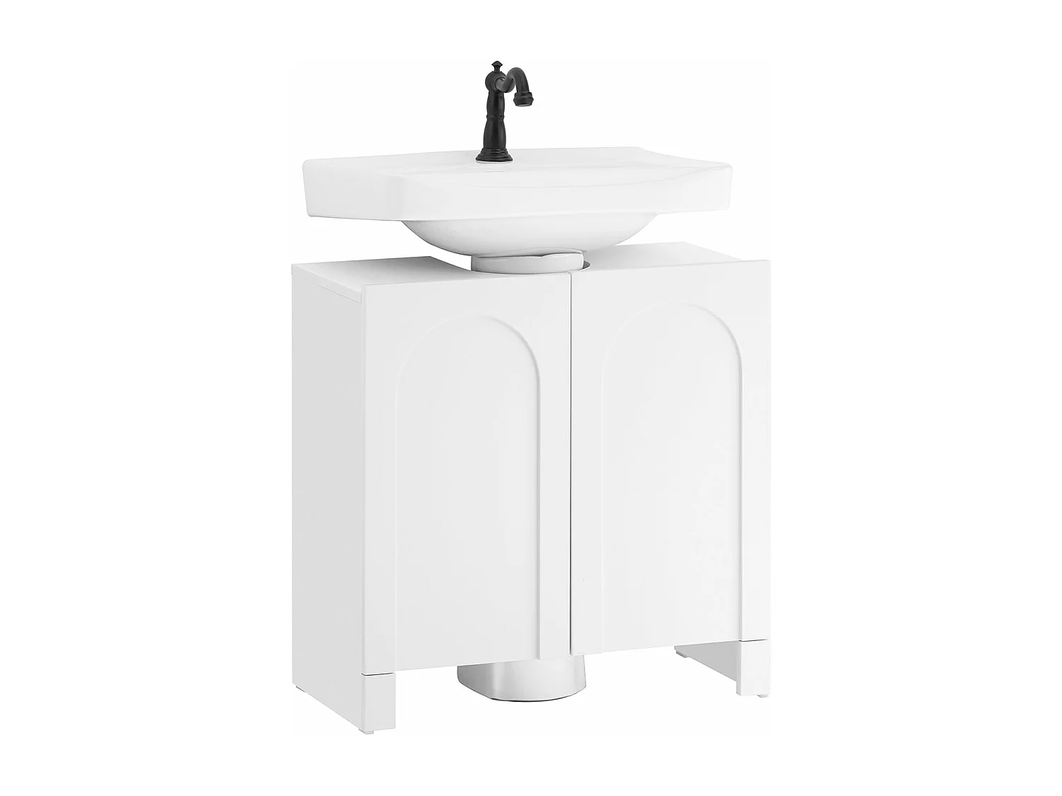 SoBuy BZR164-W Meuble sous-Lavabo, Meuble sous-Vasque à 2 étages réglable et 2 Portes, Meuble de Rangement de Salle de Bain