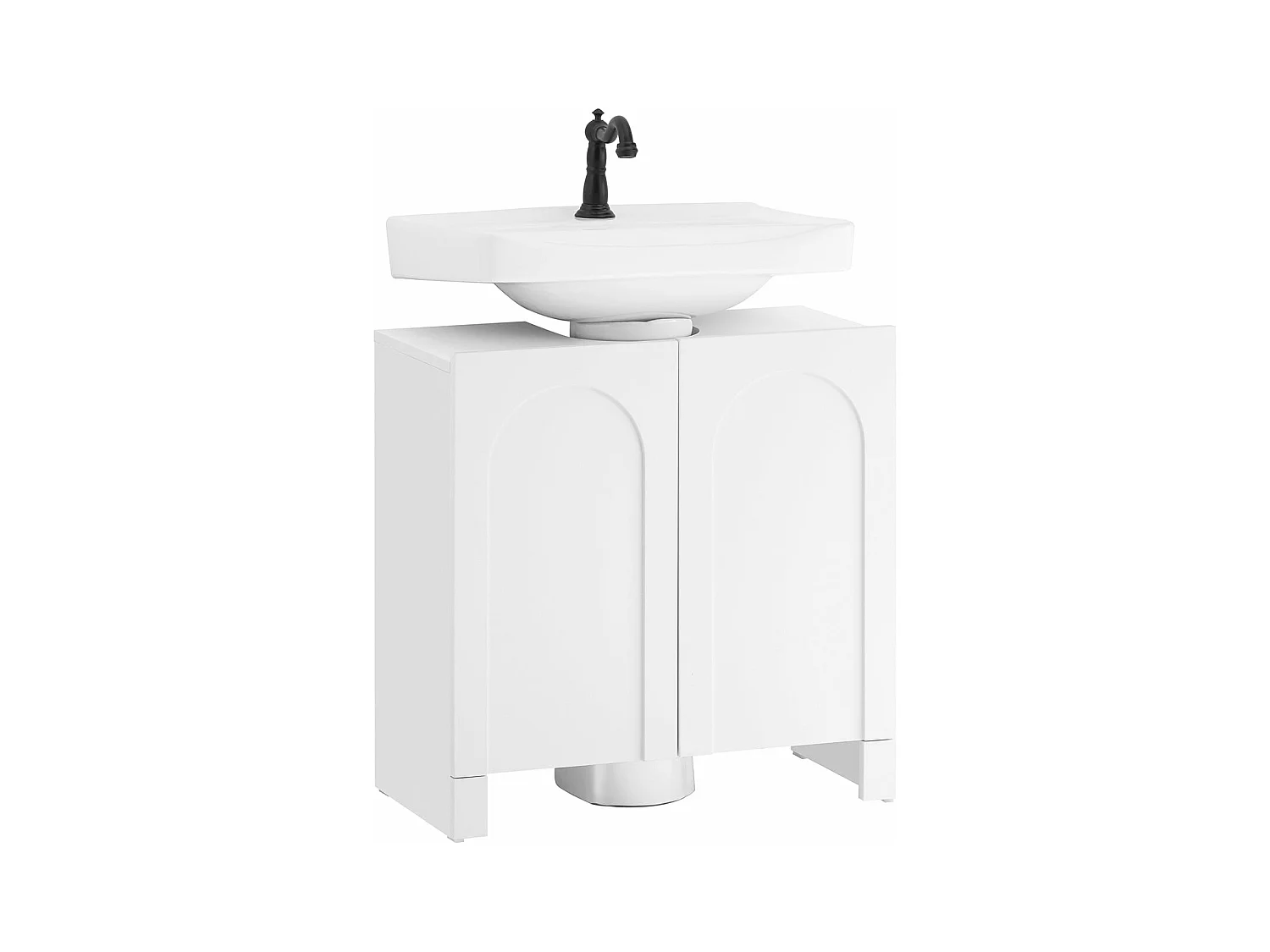 SoBuy BZR164-W Meuble sous-Lavabo, Meuble sous-Vasque à 2 étages réglable et 2 Portes, Meuble de Rangement de Salle de Bain