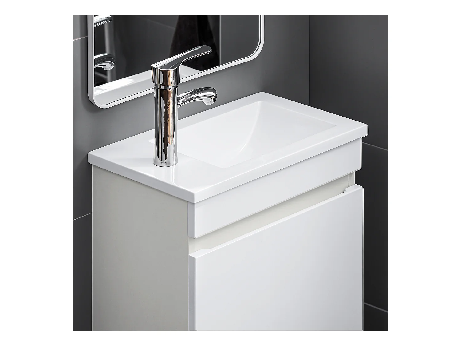 SoBuy BZR170-W Meuble Suspendu pour Lavabo Armoire de Salle de Bain avec Lavabo ,avec Vasque Ensemble de Lavabo en céramique