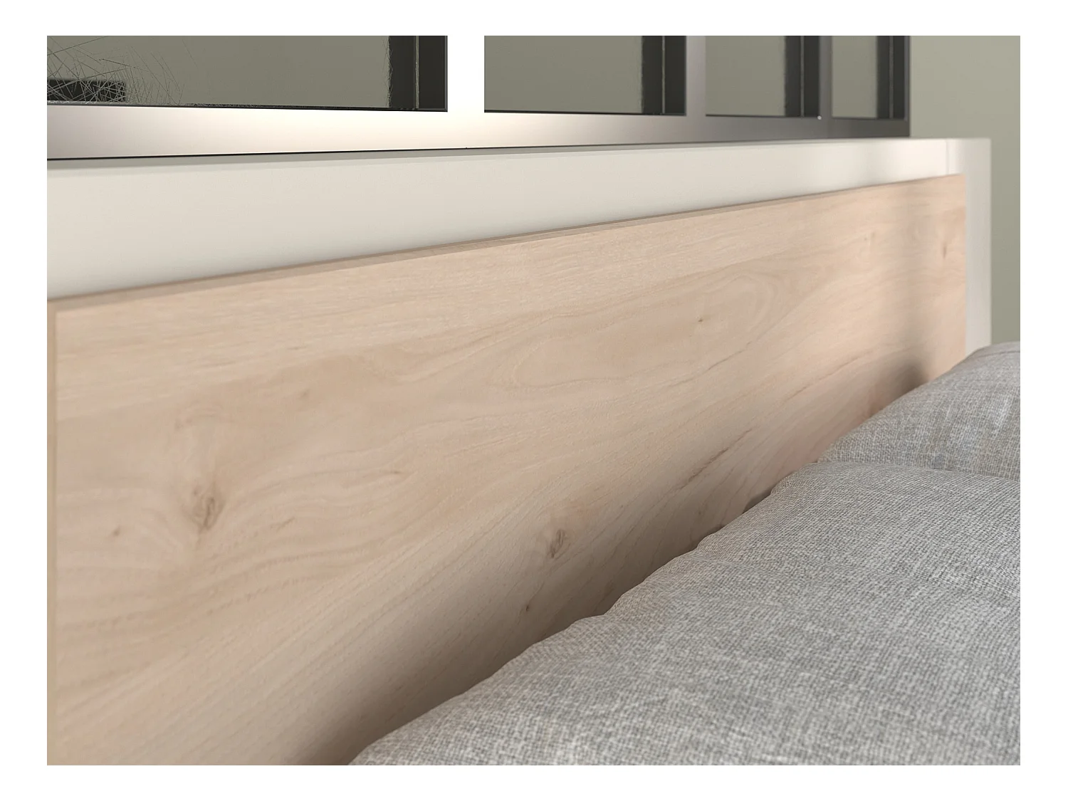 Cama 140 x 190/200 cm con almacenamiento - Color: Natural y negro + Somier + Colchón - KINSELIA