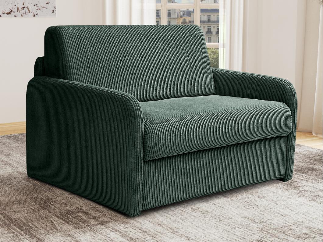 Schlafsessel mit Matratze - Liegefläche 100 cm - Cord - Grün - NADOA