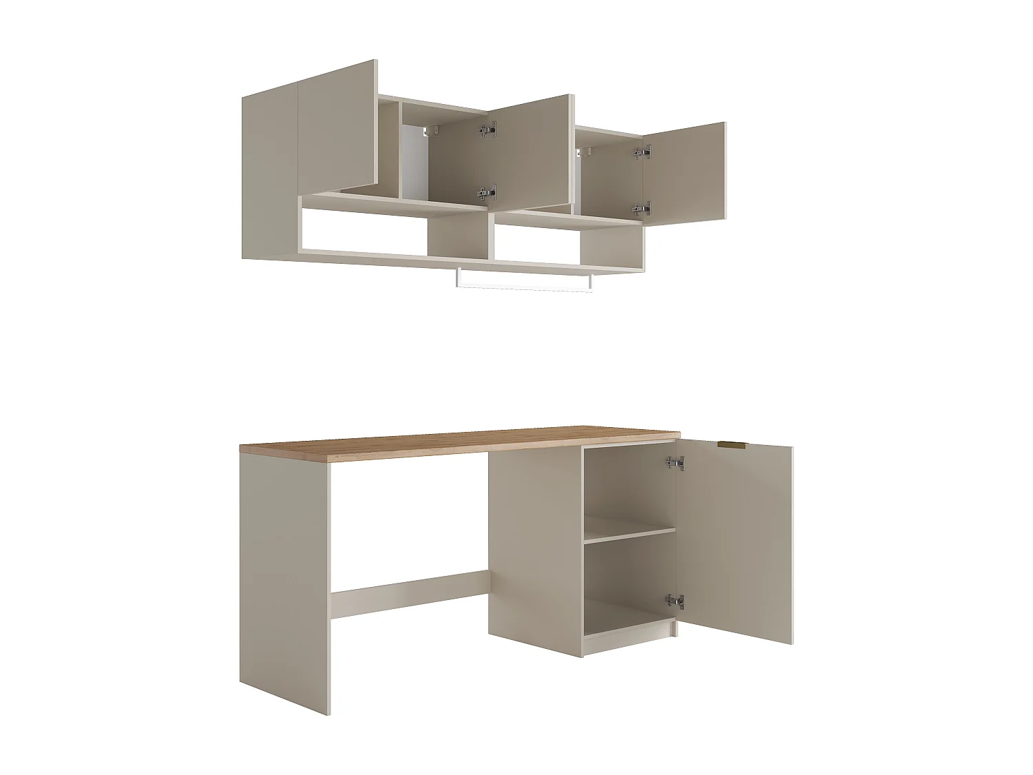 Móveis de lavandaria para máquina de lavar com plano de trabalho C182 cm, cor caxemira e natural claro - NATAJI