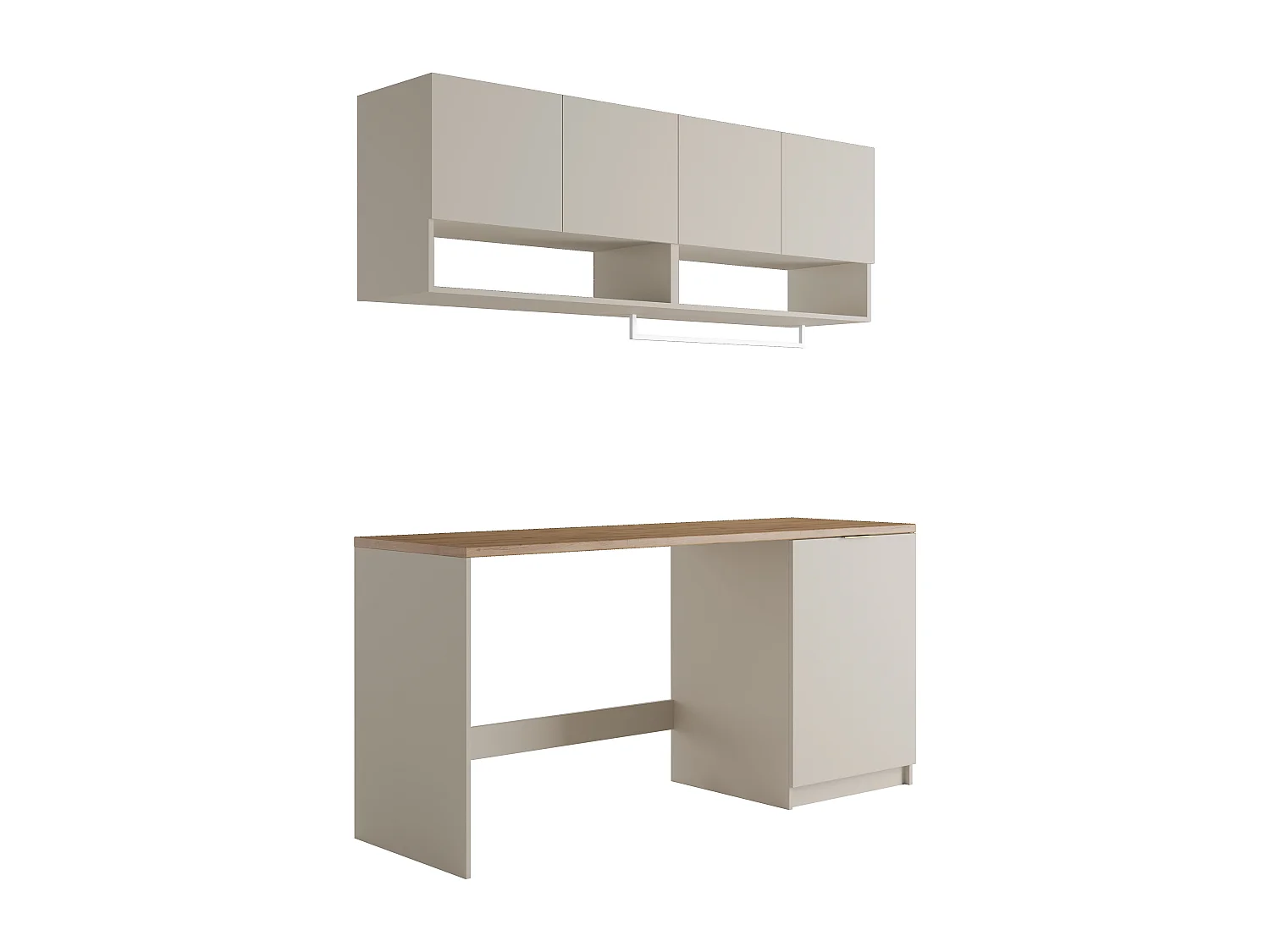 Meubles de buanderie pour machine à laver avec plan de travail - L182 cm -  Couleur beige et naturel clair - NATAJI