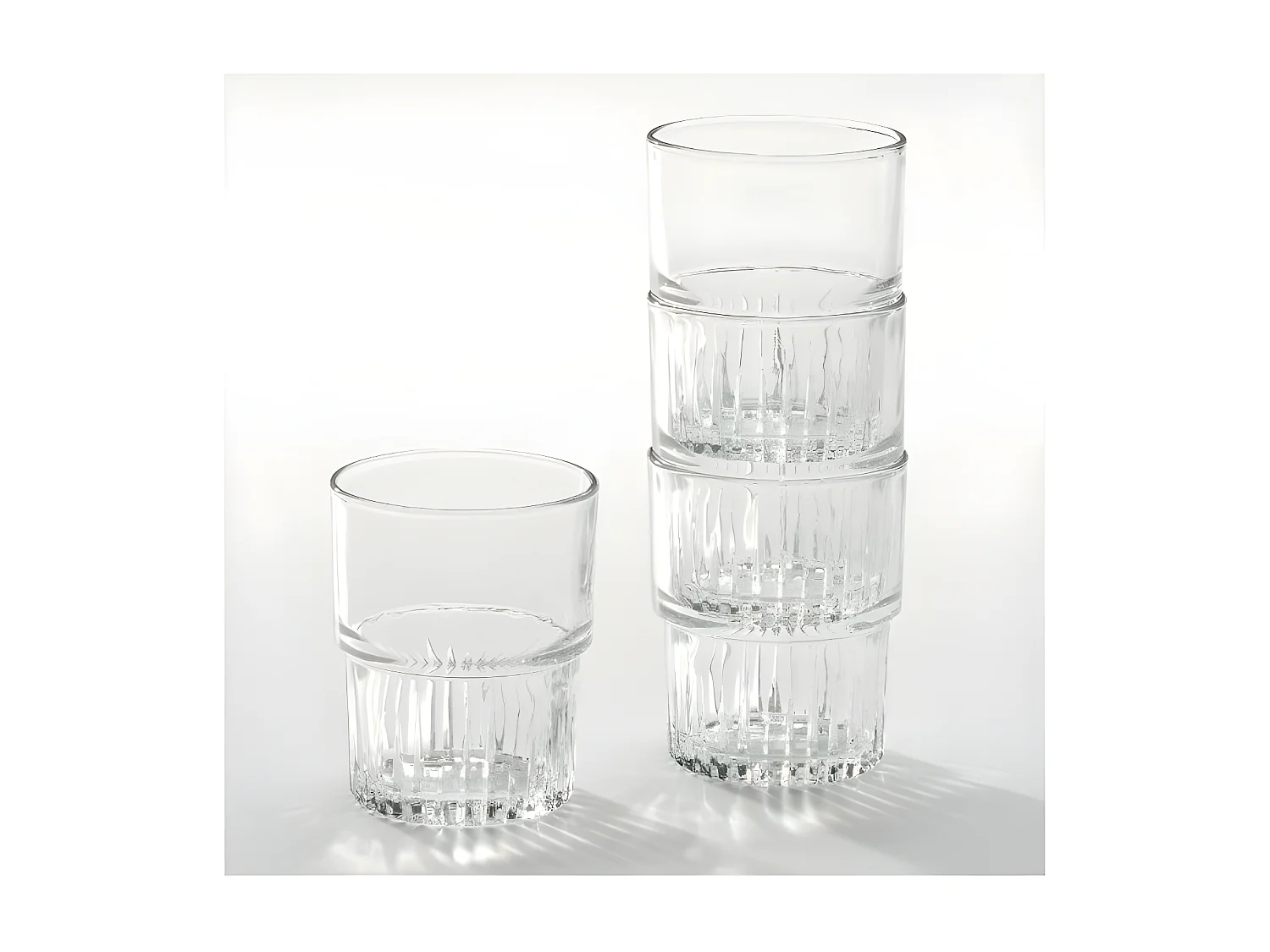 Juego de 4 vasos apilables de vidrio templado Duralex de 16 cl resistentes a los golpes