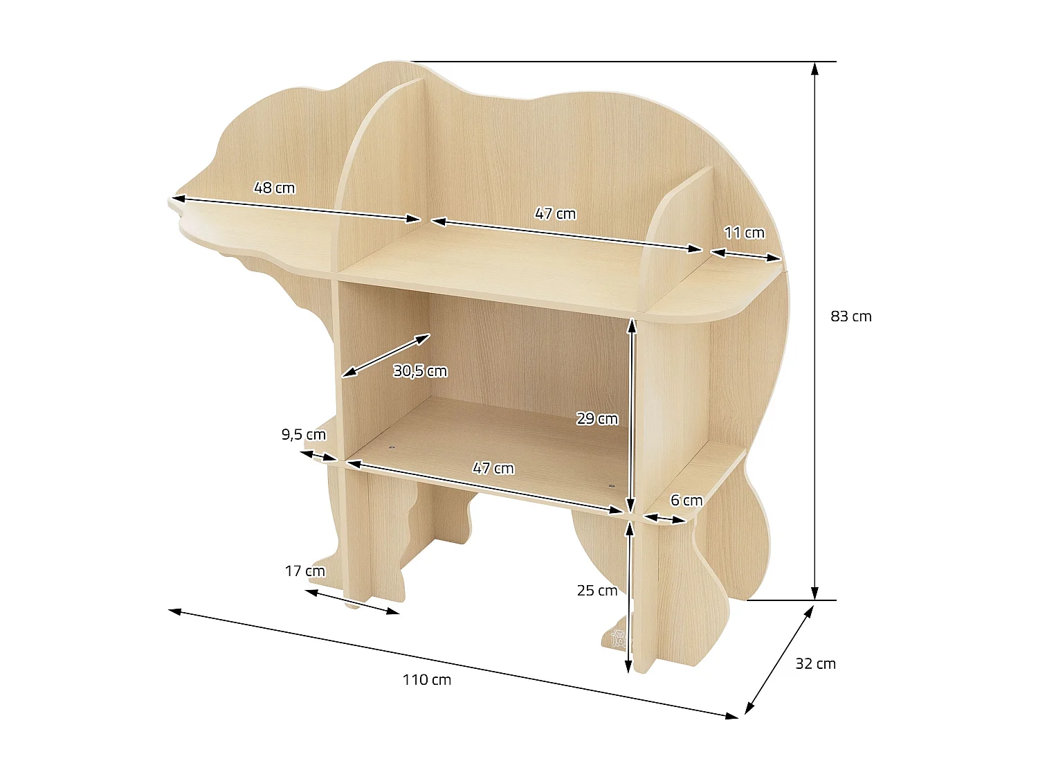 Libreria per bambini orso scaffale beige per camerette per giocattoli mensola