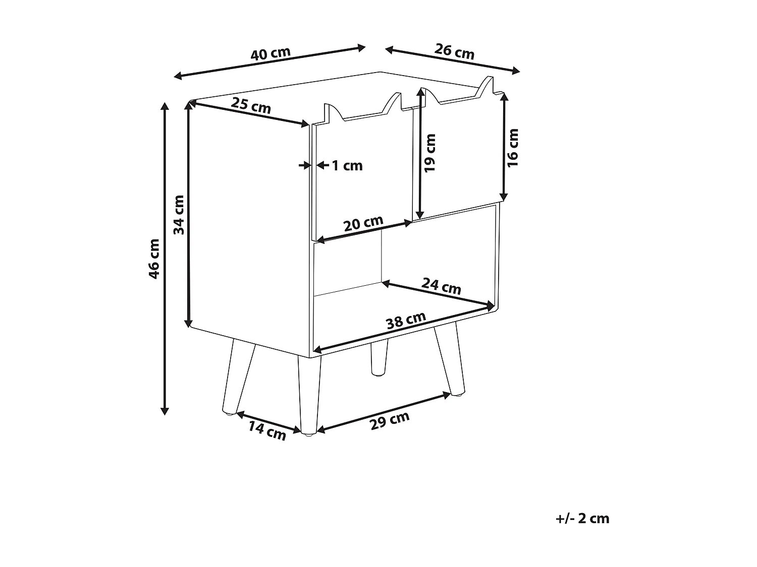 Nachttisch mit 2 Schubladen RUPERT Hellbraun