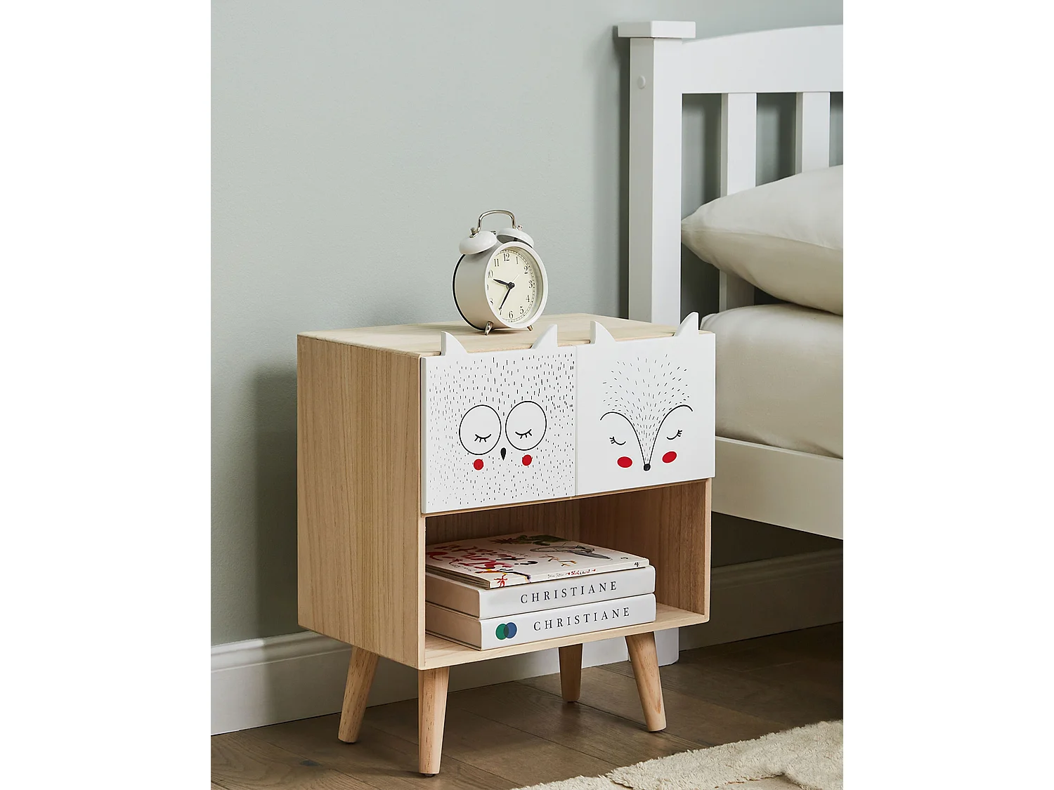 Table de nuit à 2 tiroirs RUPERT Marron clair