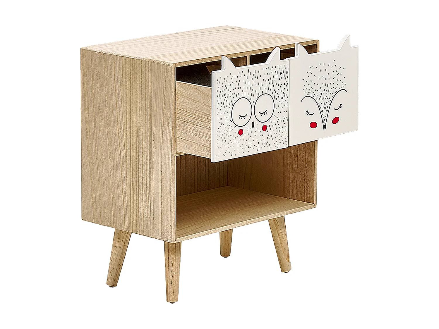 Table de nuit à 2 tiroirs RUPERT Marron clair