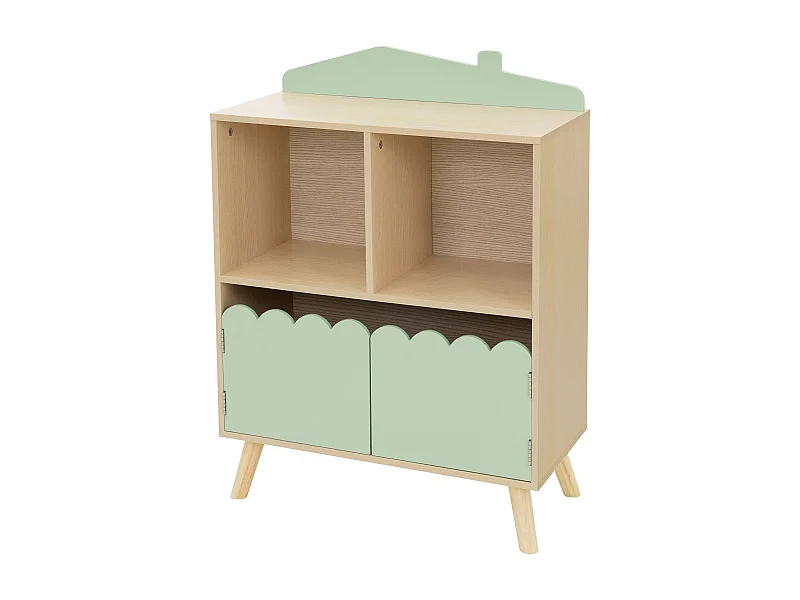 Scaffale per bambini 3 ripiani beige-verde libreria  dinosauro scatola 60x82 cm