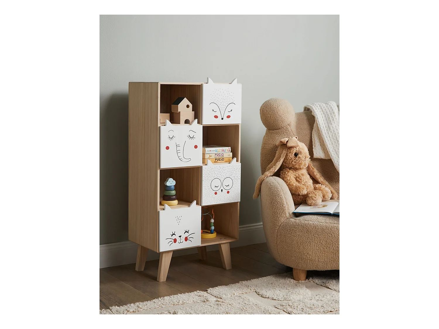 Bibliothèque 4 étagères RUPERT 79 cm Marron clair