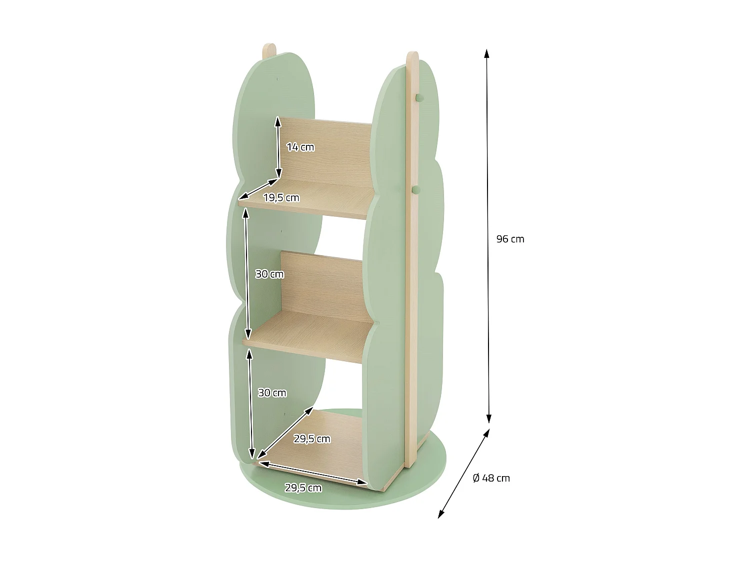 Estantería infantil de 2 caras diseño árbol mueble giratorio caja con 5 baldas