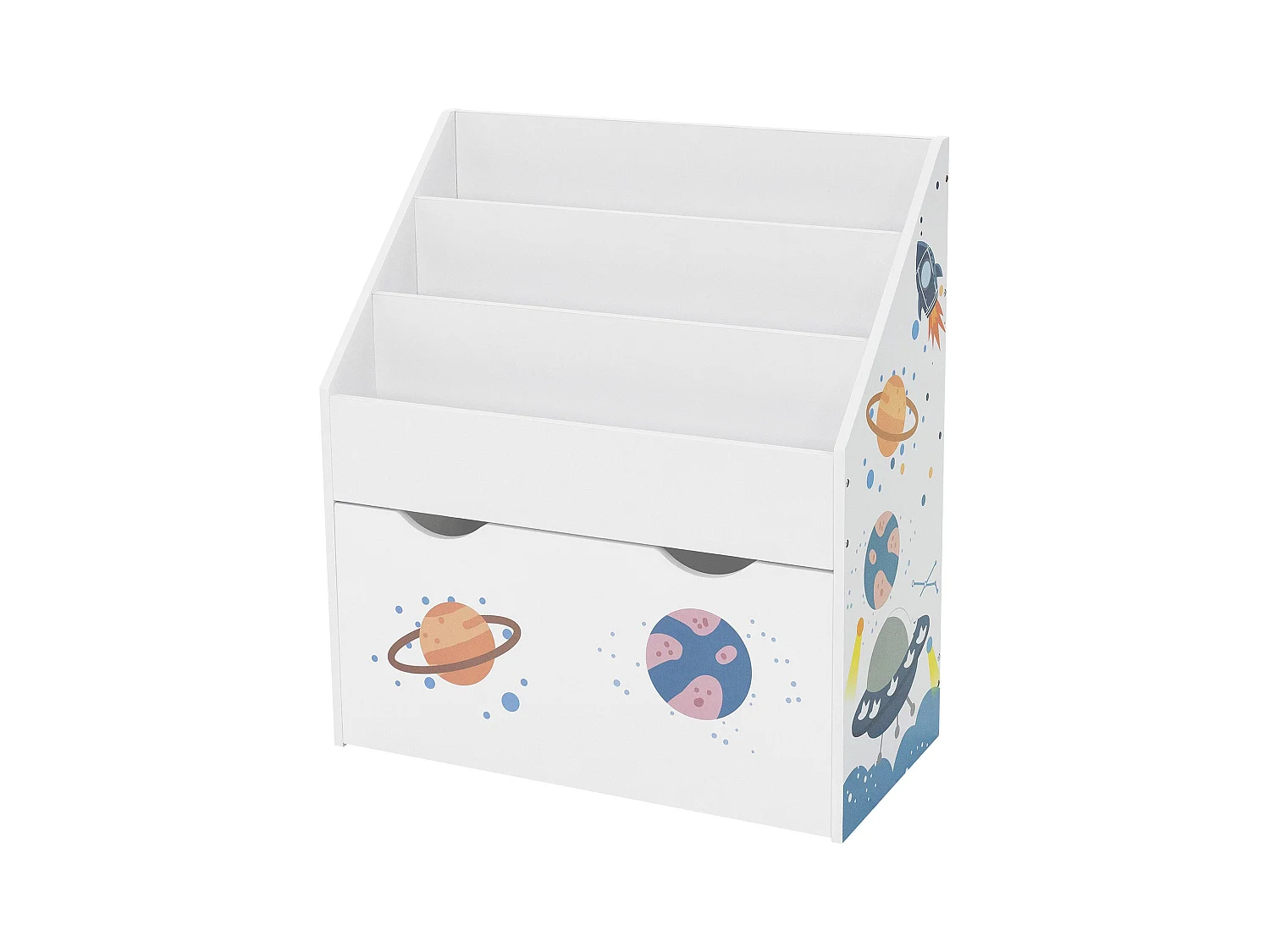 Joyz Banc de livres 3 compartiments sur roulettes étagère jouets chambre enfant