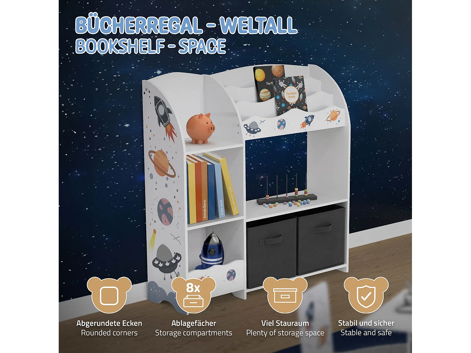 Joyz Scaffale per bambini libreria mobile per camerette organizzatore scatole