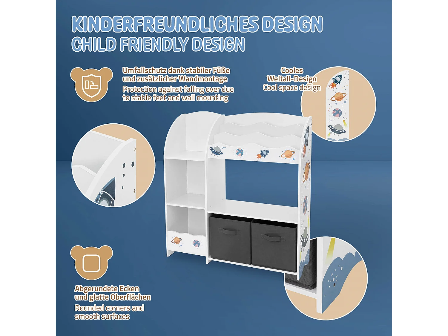 Joyz Scaffale per bambini libreria mobile per camerette organizzatore scatole