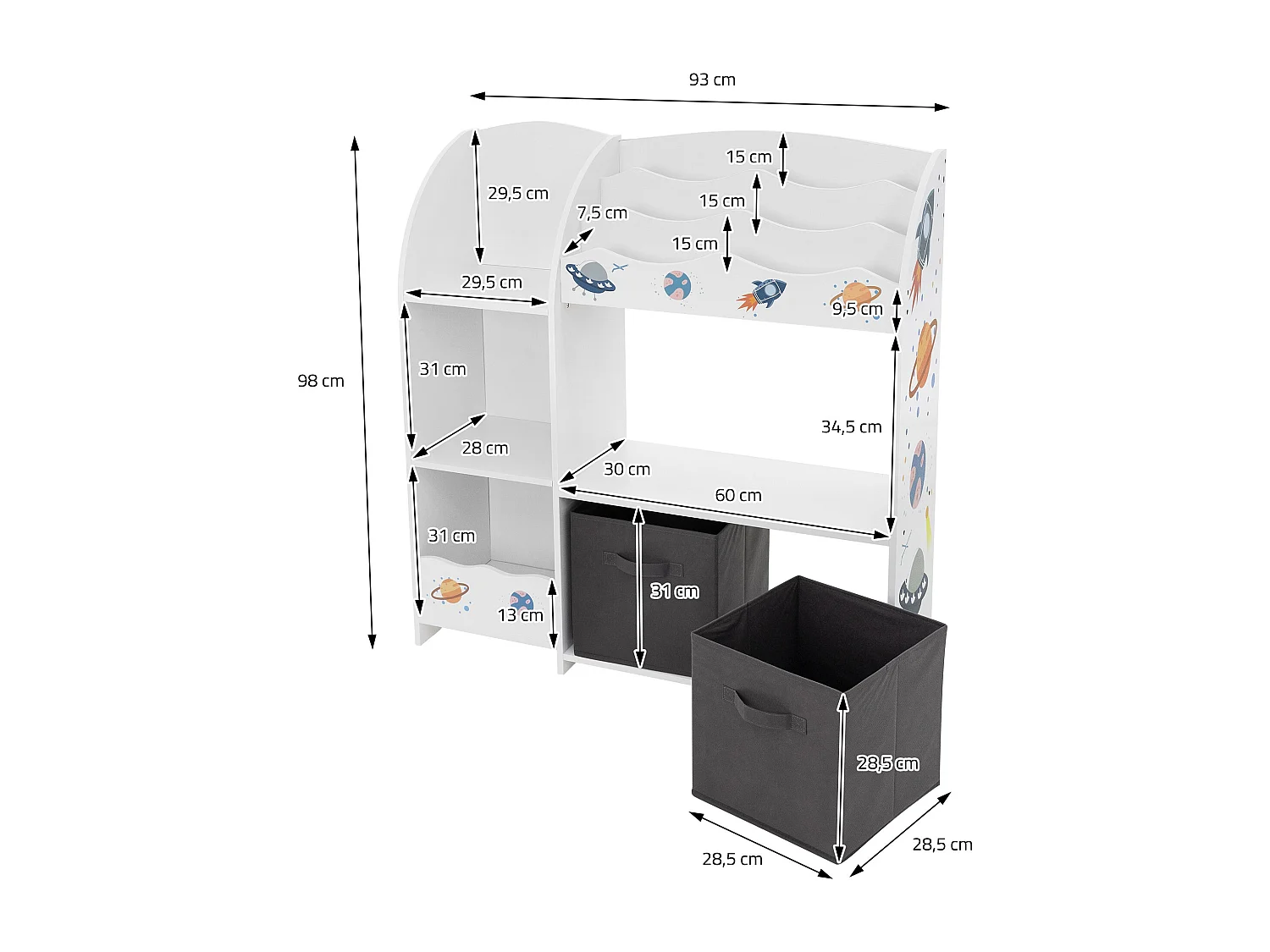 Joyz Scaffale per bambini libreria mobile per camerette organizzatore scatole
