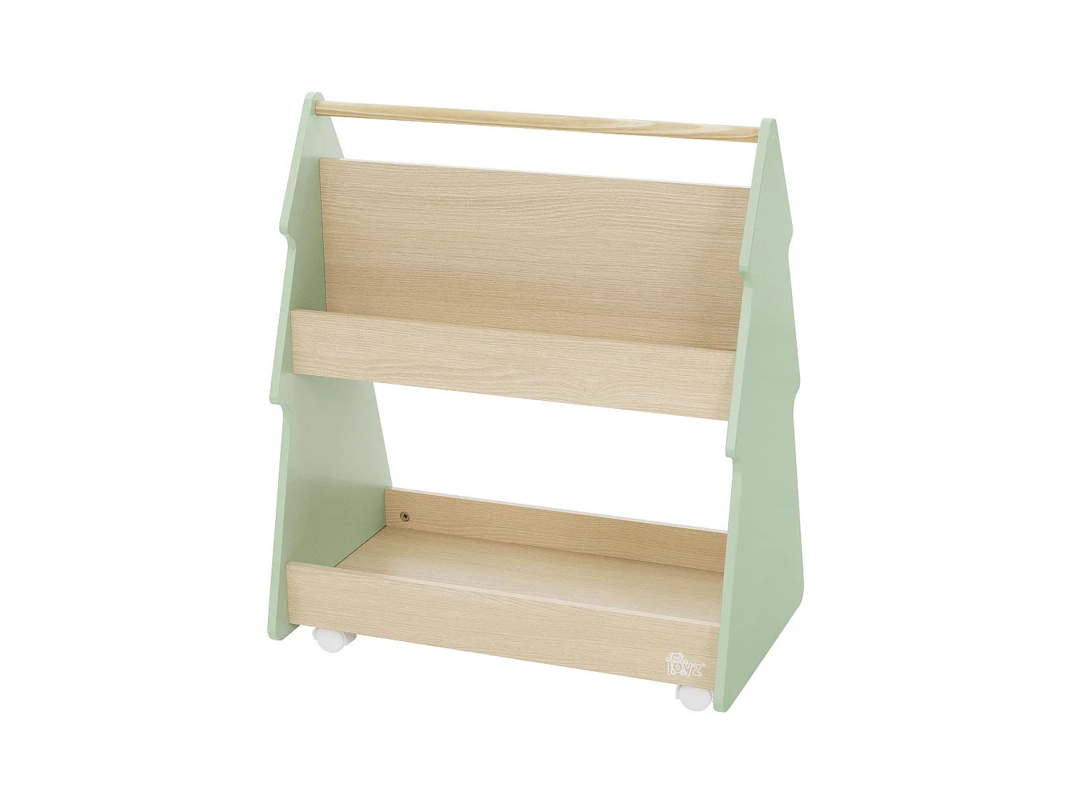 Bibliothèque Joyz bois sapin d'enfants étagère à jouets avec étagères roulettes