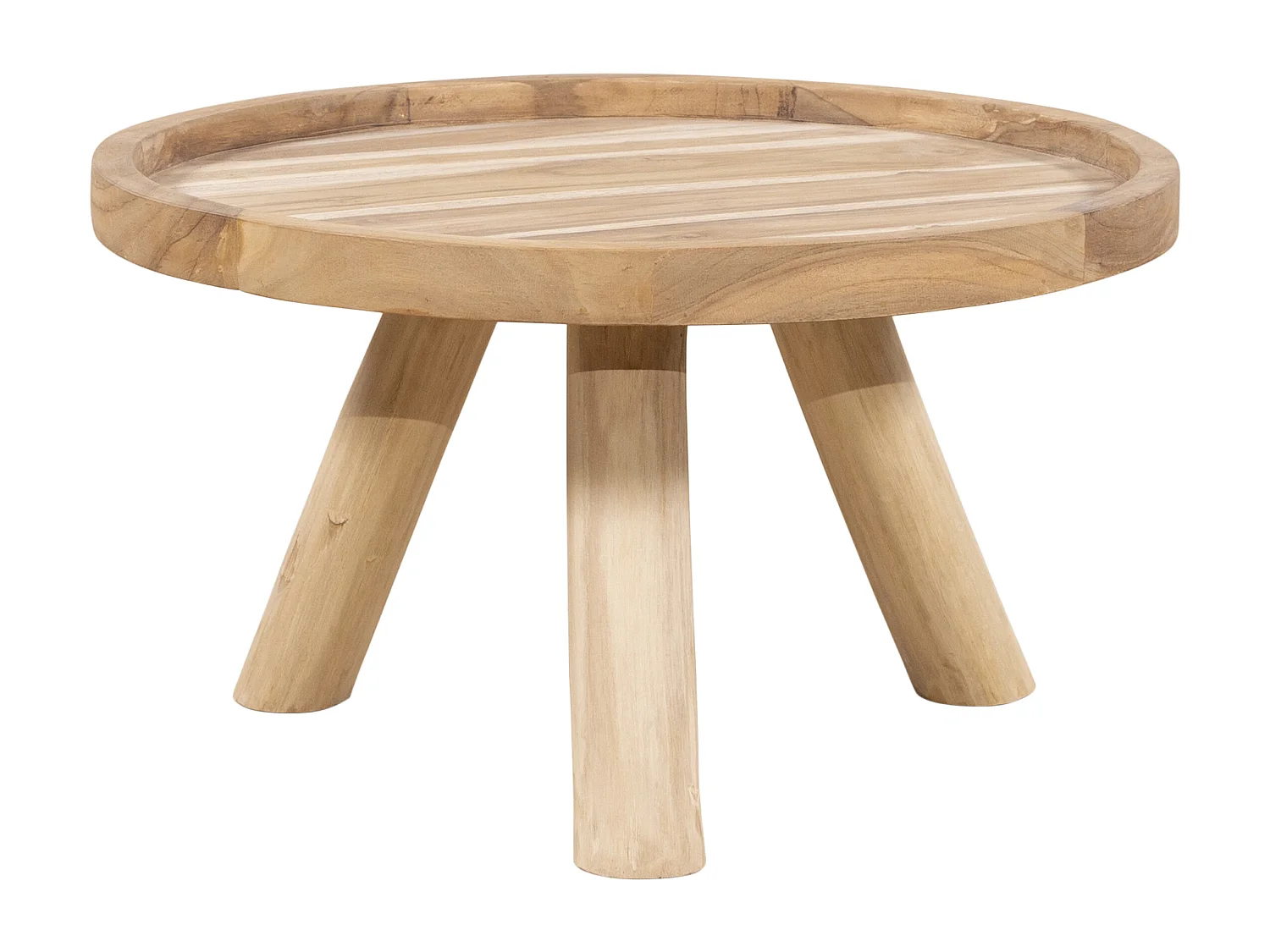 Salon de jardin en teck : 2 fauteuils et une table basse ronde - Naturel clair et blanc - TULUM de MYLIA