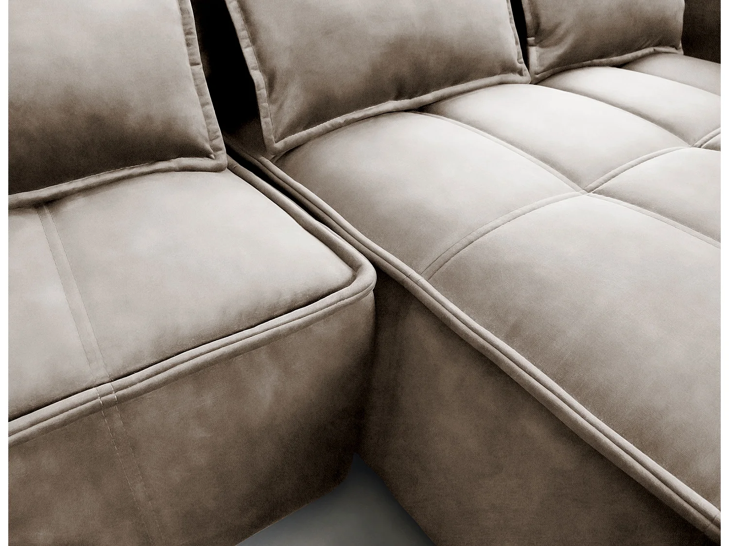 Canapé d’angle tissu effet cuir Kampus – Convertible et rangement-Couleur Beige-angle droit