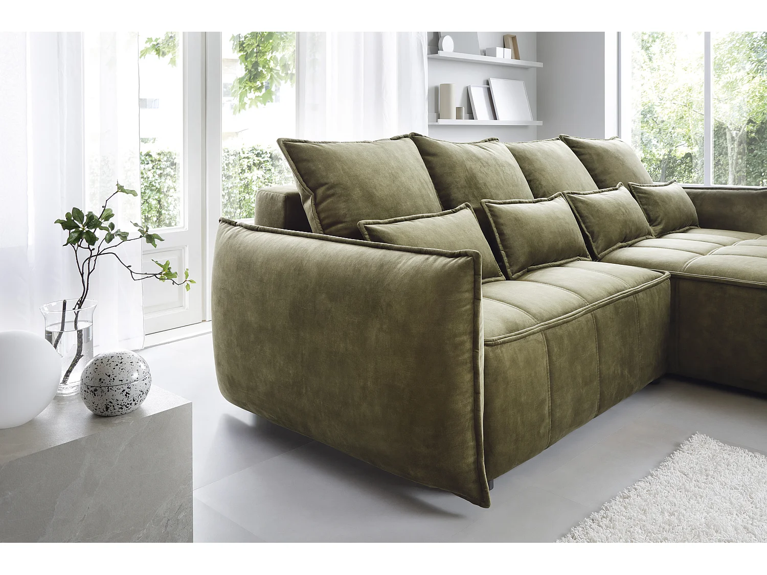 Canapé Corner Lopez R/Tissu/Vert