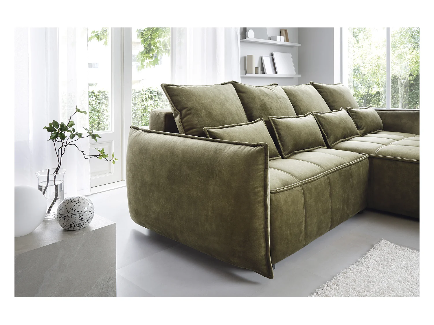 Ecksofa Lopez  R/Stoffbezug/Grün