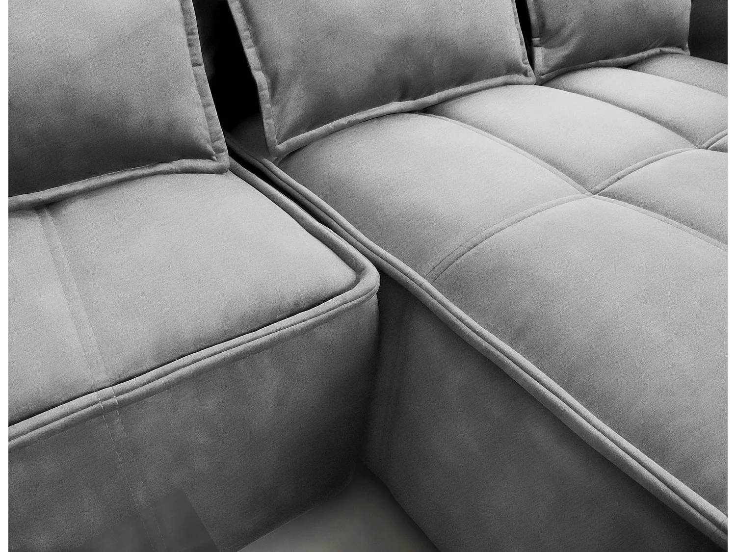 Canapé d’angle tissu effet cuir Kampus – Convertible et rangement-Couleur Gris-angle droit