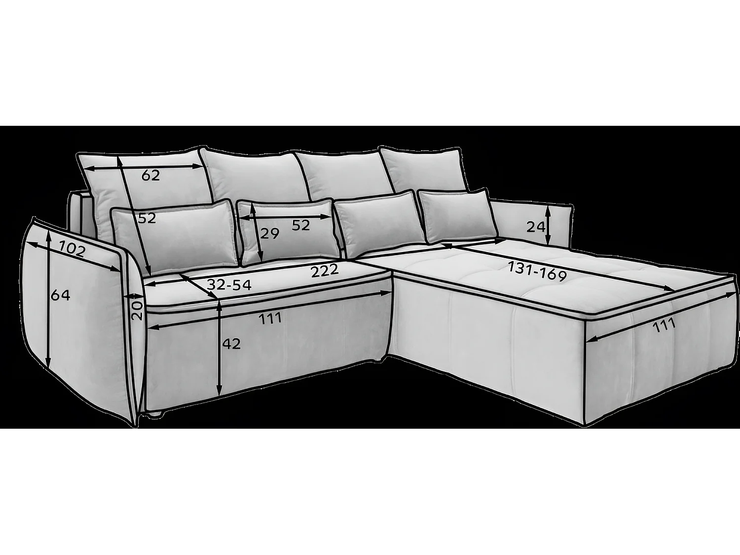 Ecksofa Lopez  R/Stoffbezug/Orange