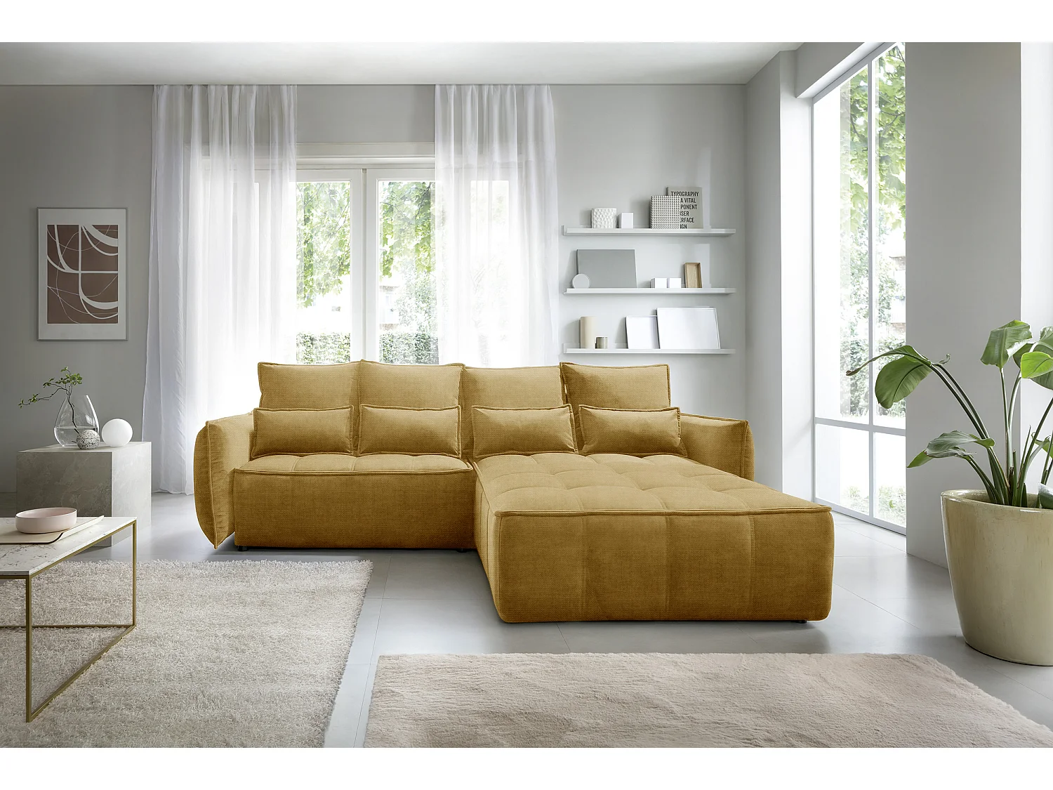 Ecksofa Lopez  R/Stoffbezug/Orange