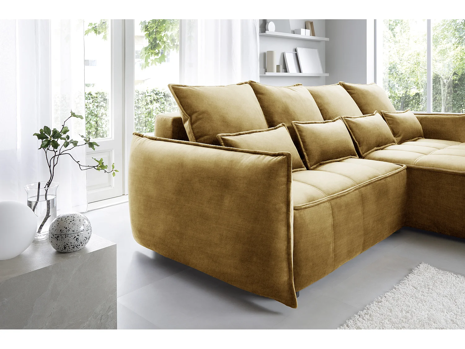 Ecksofa Lopez  R/Stoffbezug/Orange