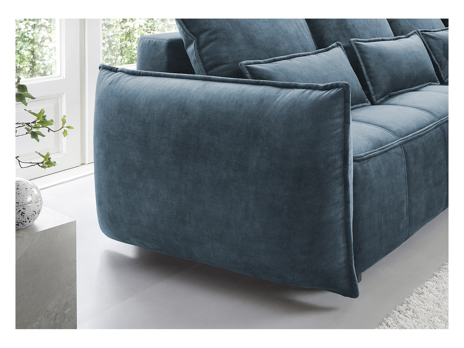 Ecksofa Lopez  L/Stoffbezug/Blau