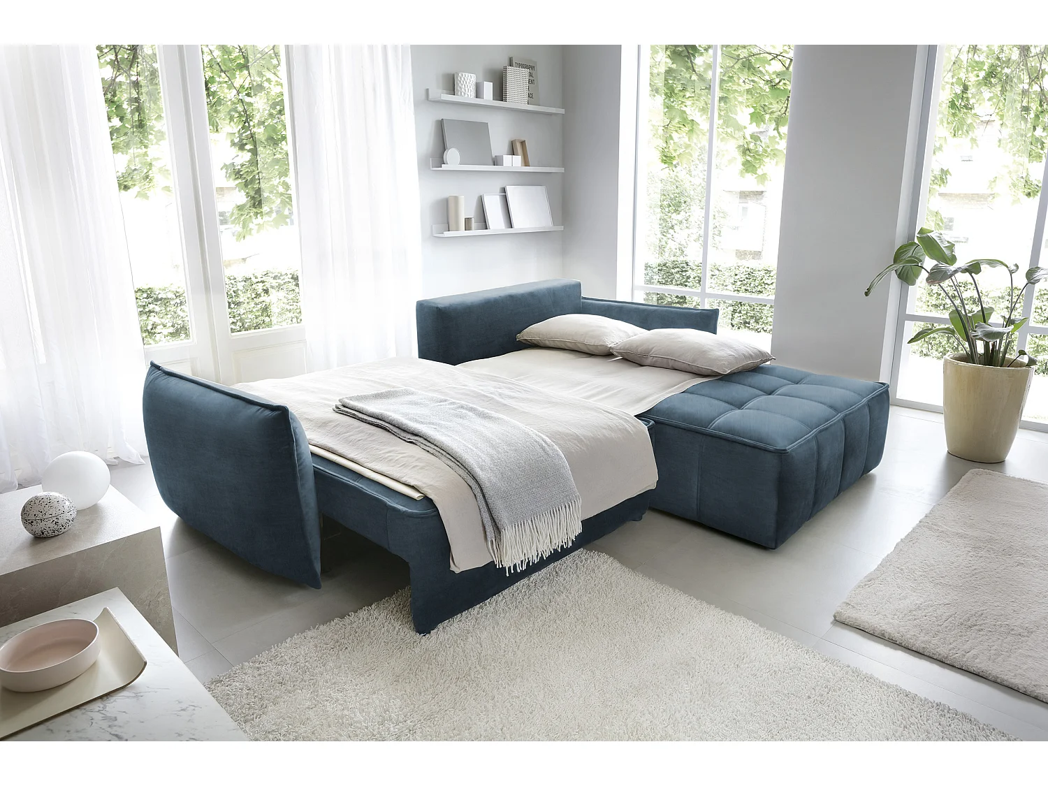 Ecksofa Lopez  L/Stoffbezug/Blau
