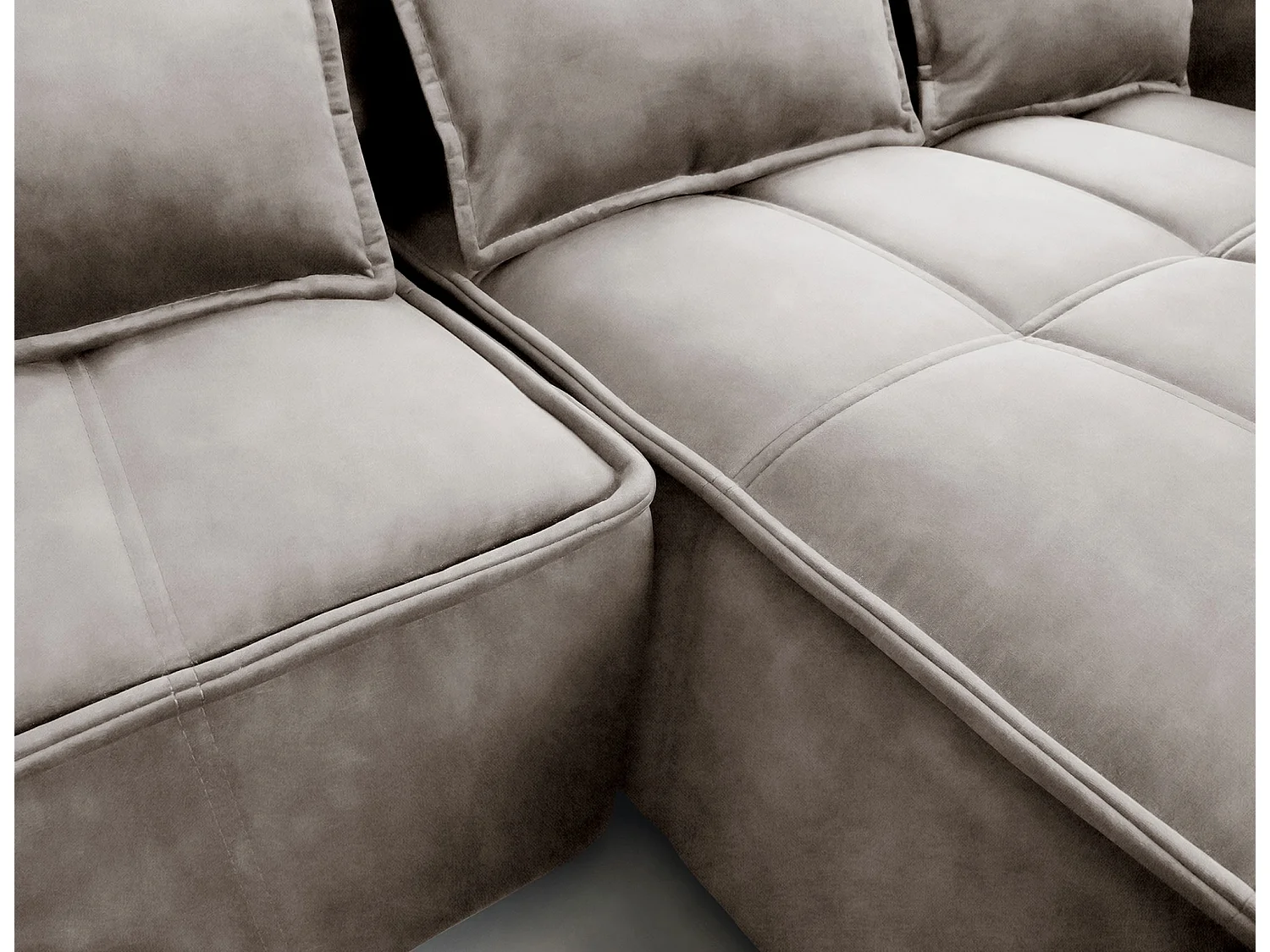 Canapé d’angle tissu effet cuir Kampus – Convertible et rangement-Couleur Beige clair-angle droit