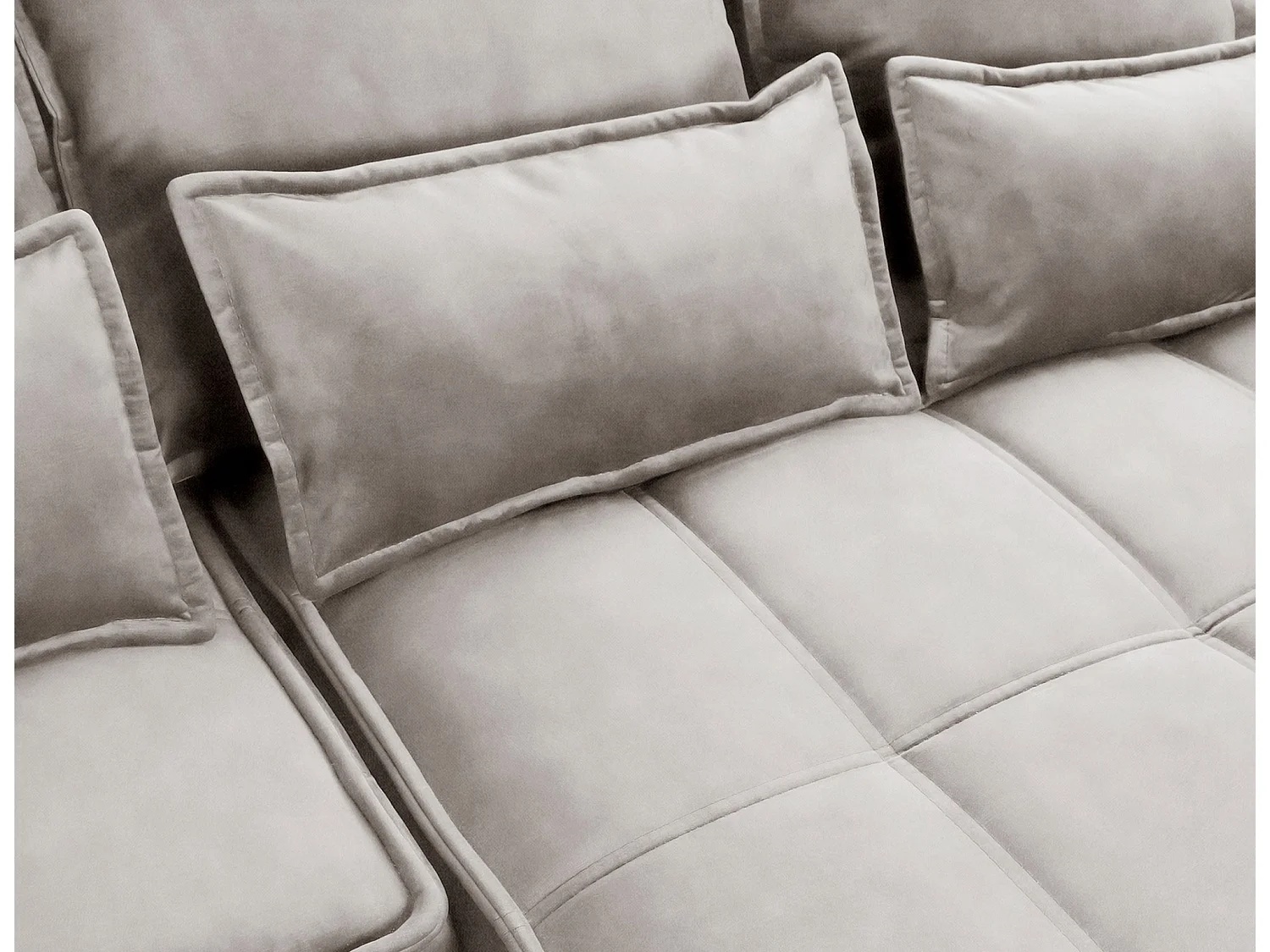 Canapé d’angle tissu effet cuir Kampus – Convertible et rangement-Couleur Beige clair-angle droit