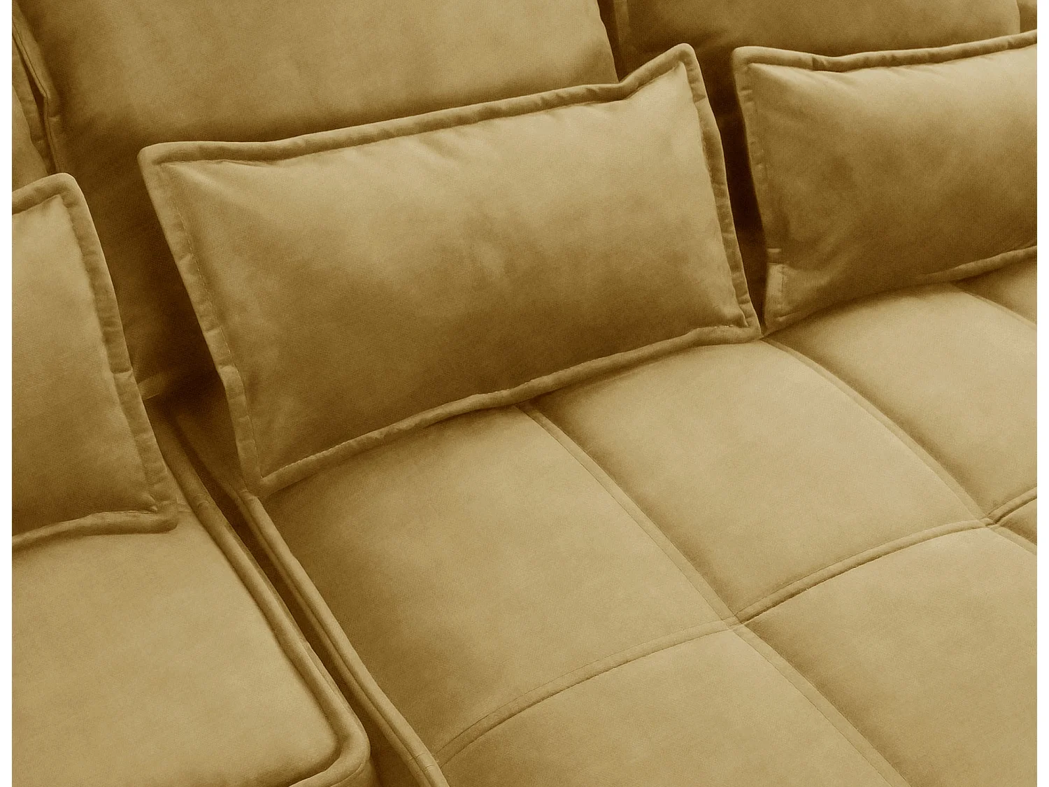 Kampus hoekbank in stof met leereffect – Converteerbaar en opbergruimte-Kleur Buff geel-juiste hoek