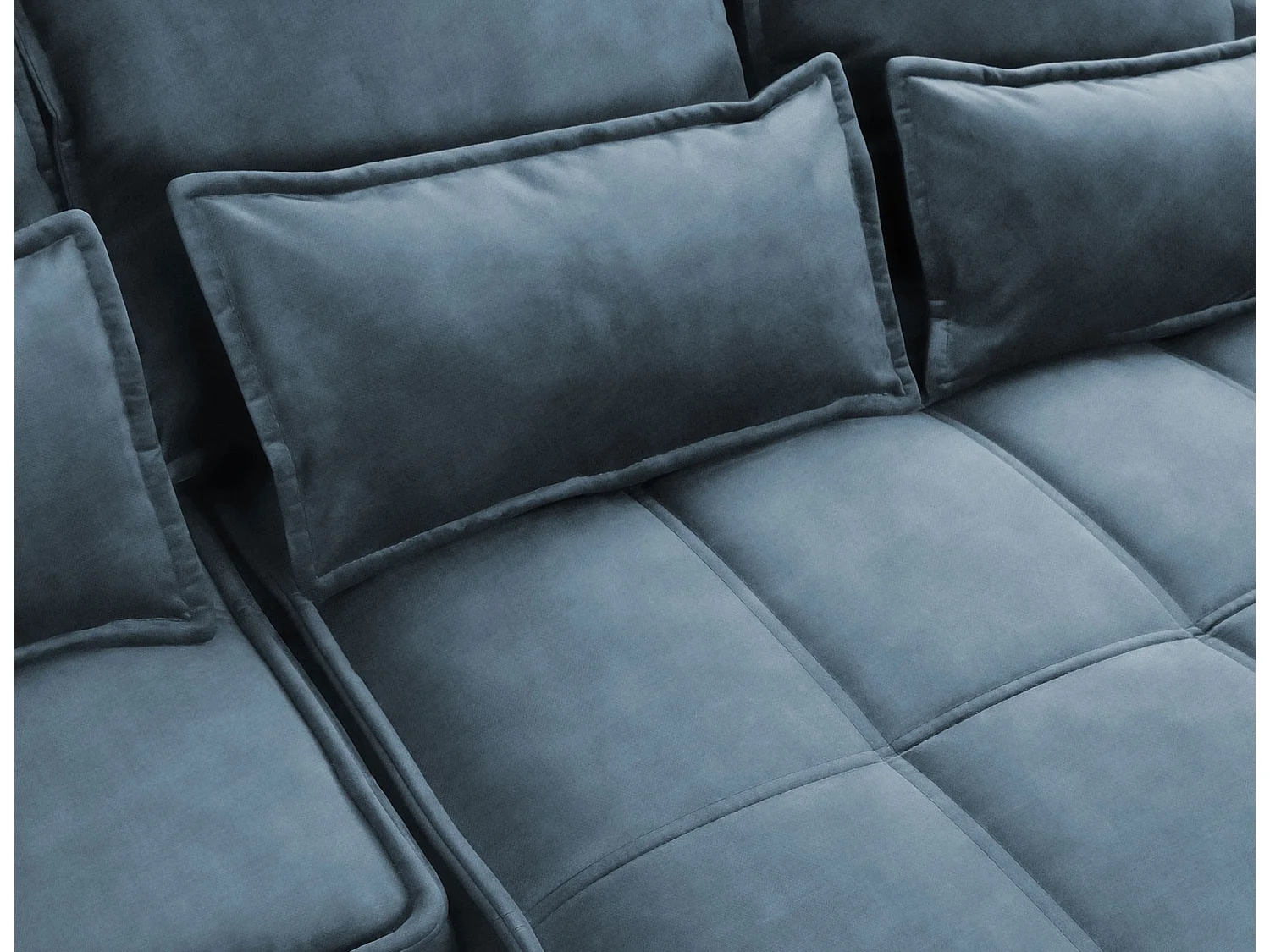 Canapé d’angle tissu effet cuir Kampus – Convertible et rangement-Couleur Bleu canard-angle droit