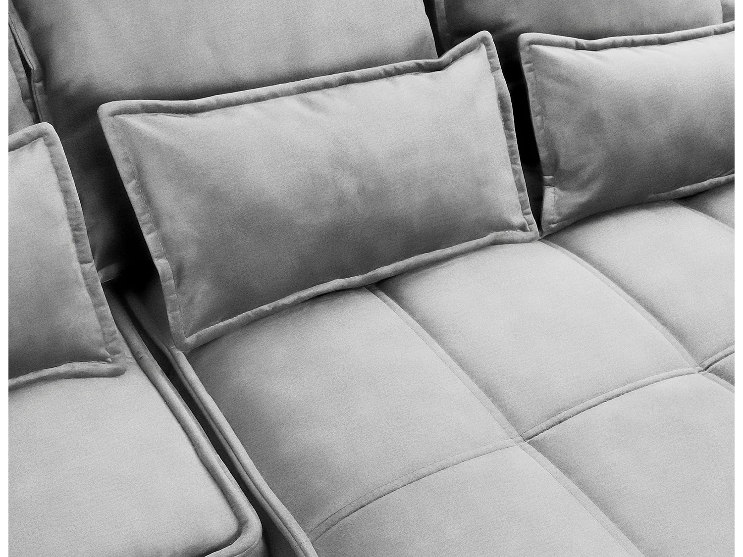 Canapé d’angle tissu effet cuir Kampus – Convertible et rangement-Couleur Gris clair-angle droit