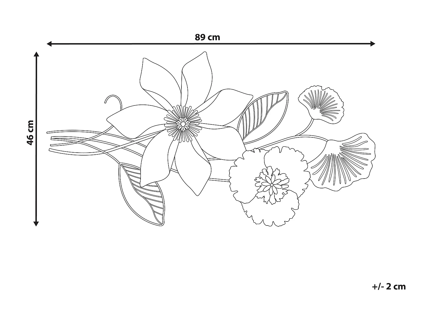 Décoration murale Fleur EUROPIUM Métal 46 cm Doré