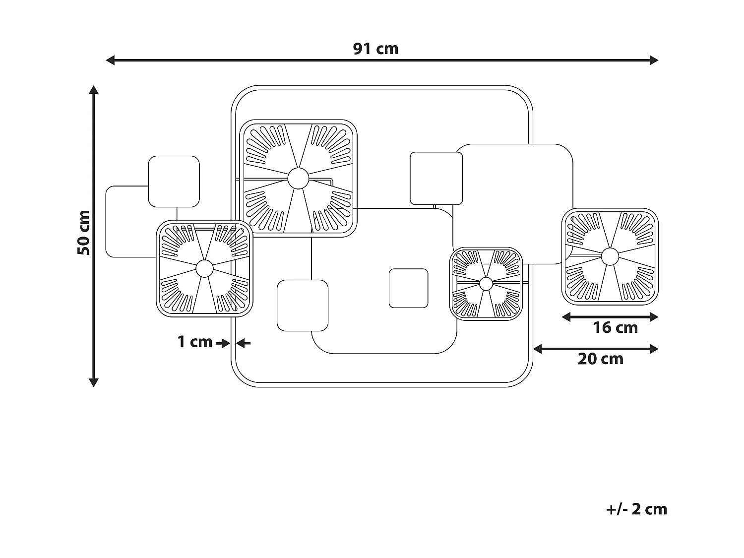Decoración de pared LAWRENCIUM Metal 50 cm Multicolor