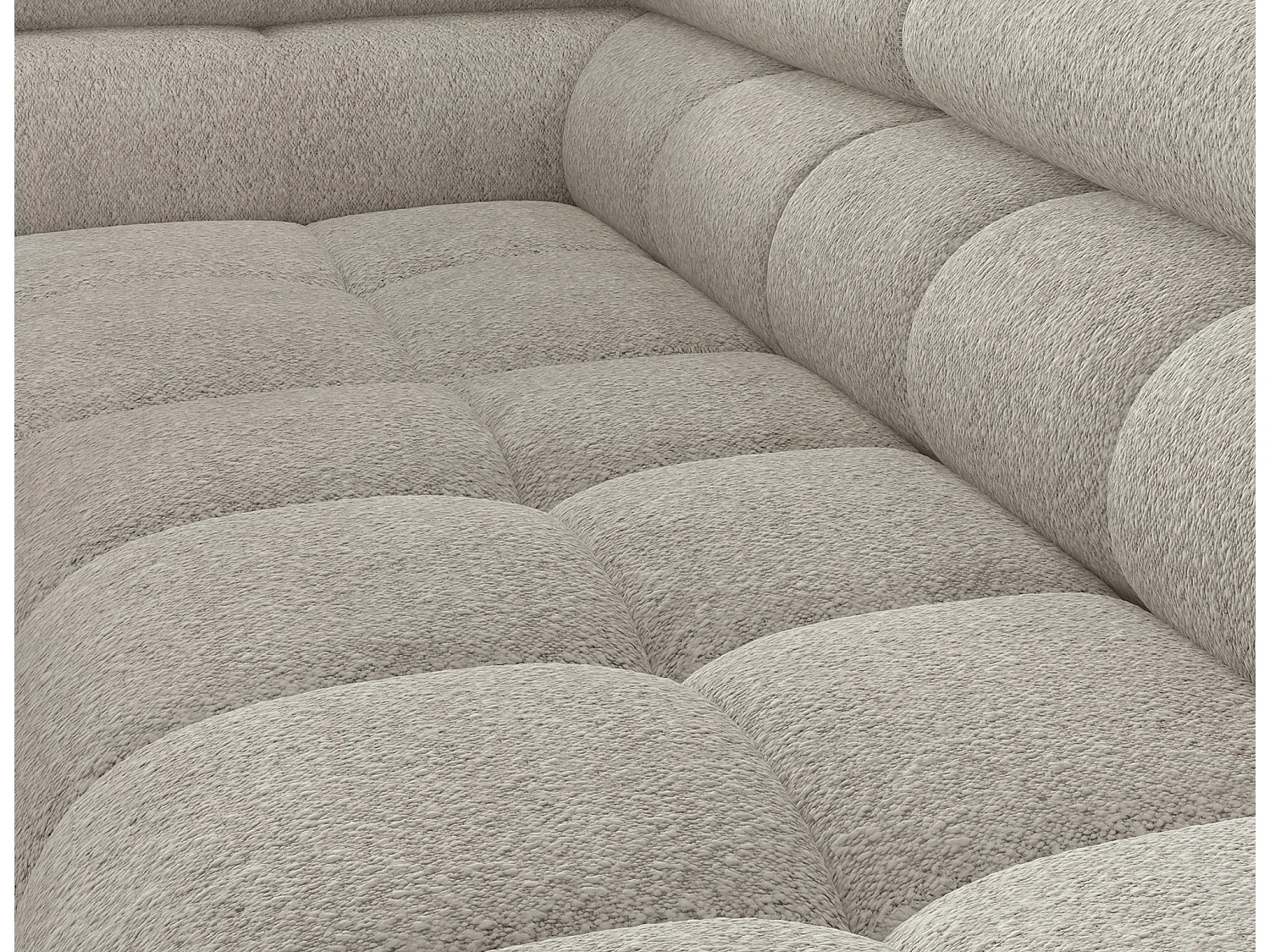 Canapé d’angle velours capitonné Luccino – Convertible et coffre-Couleur Beige clair-angle gauche