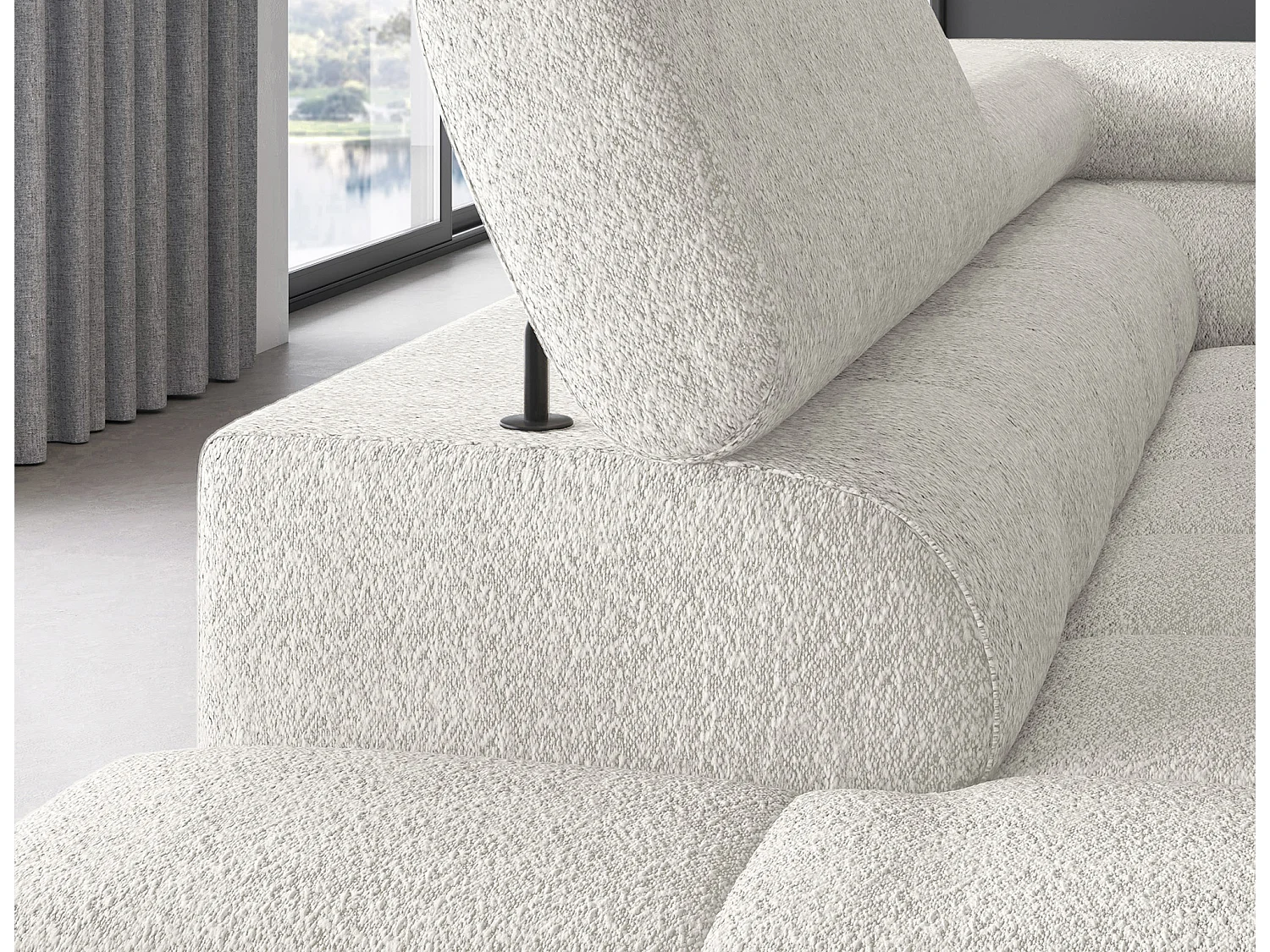 Canapé d’angle velours capitonné Luccino – Convertible et coffre-Couleur Blanc-angle gauche