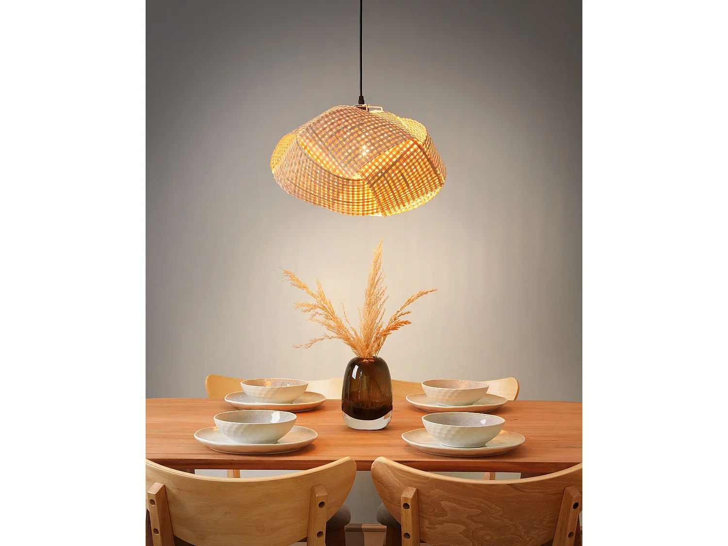 Lámpara colgante HALIL Madera de bambú Beige