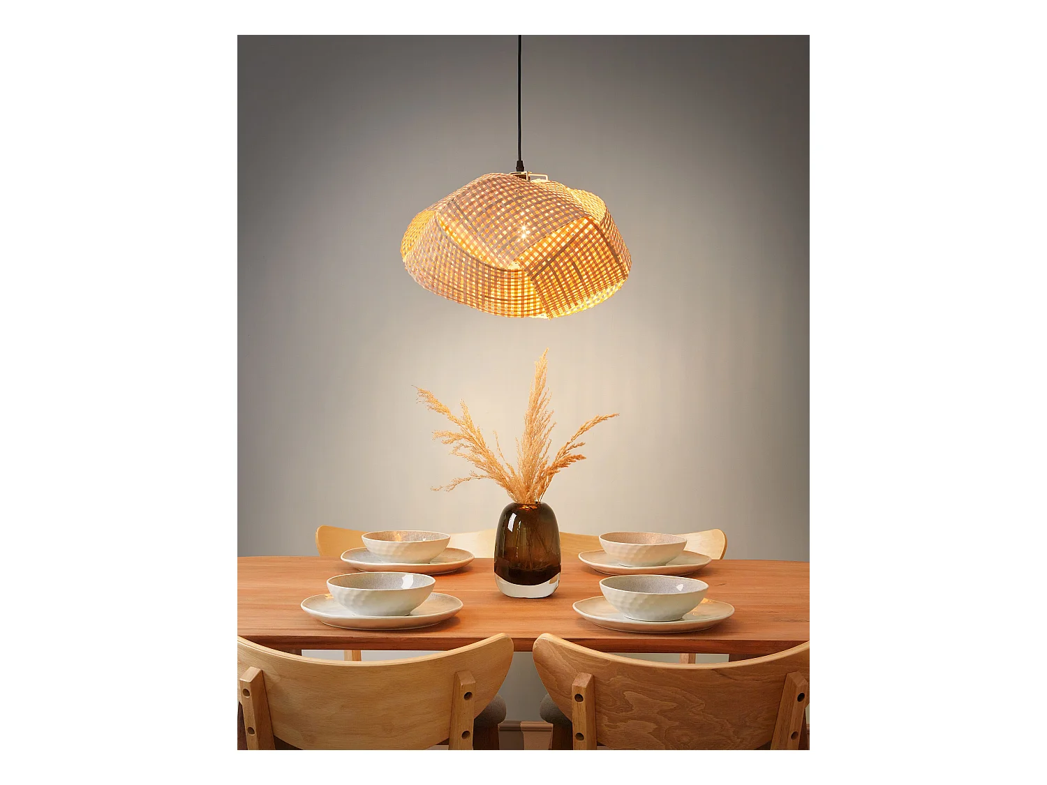 Lampe suspension HALIL Bambou Beige