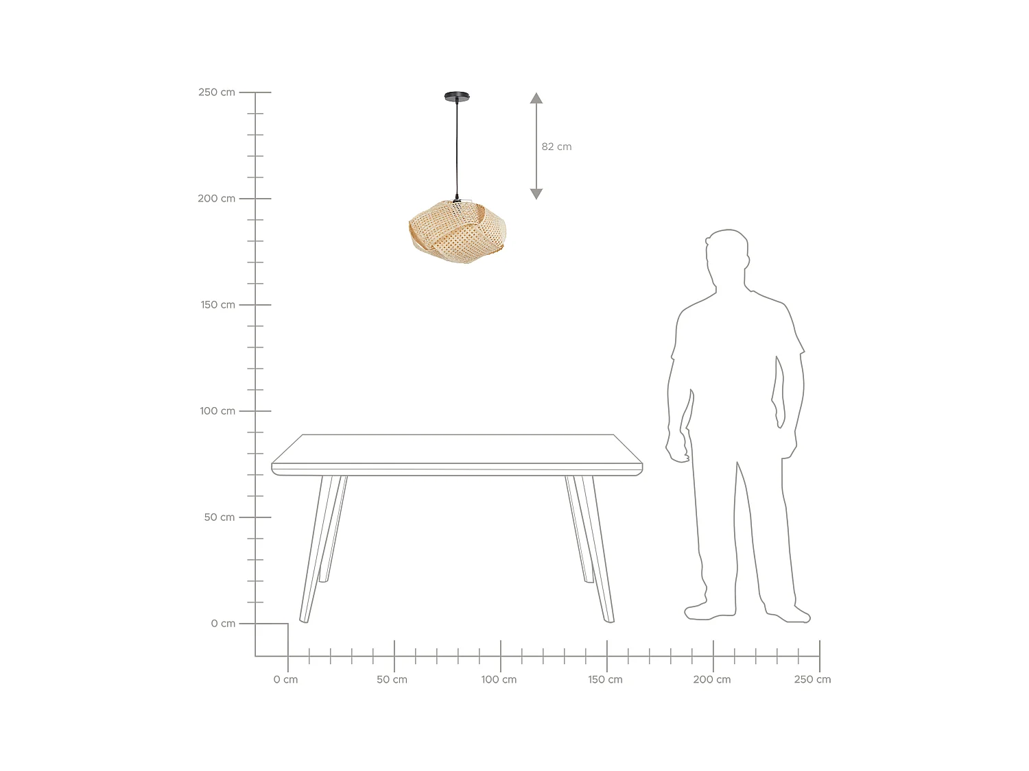 Lampe suspension HALIL Bambou Beige