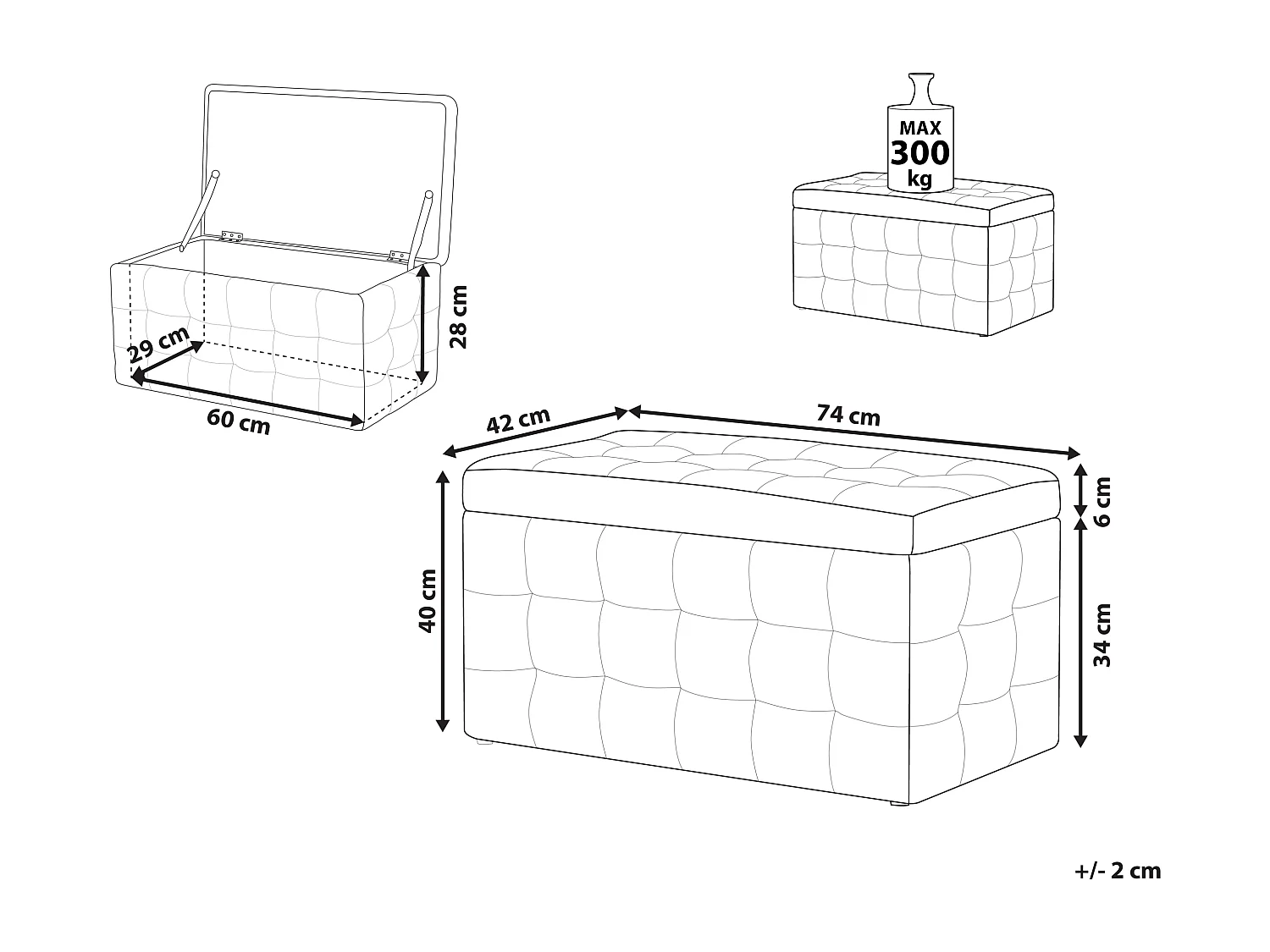 Opbergpoef MICHIGAN Stof Geel