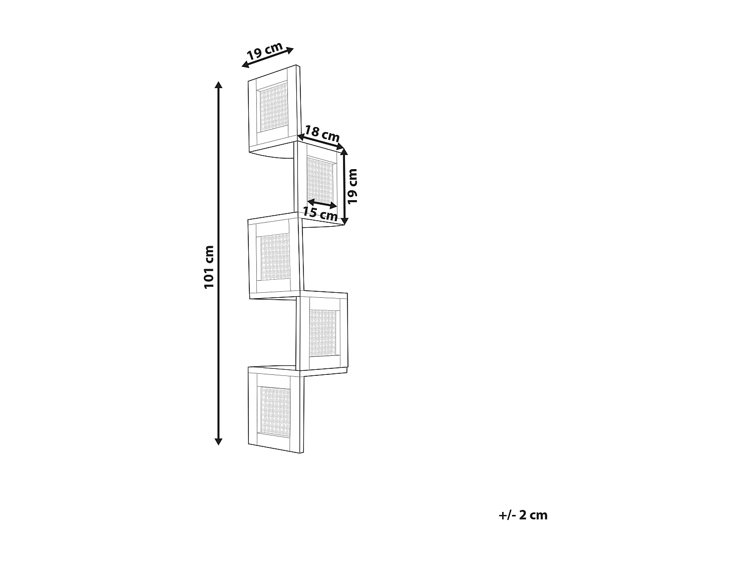 Étagère à 4 niveaux ALDER Bois de paulownia 101 cm Marron clair