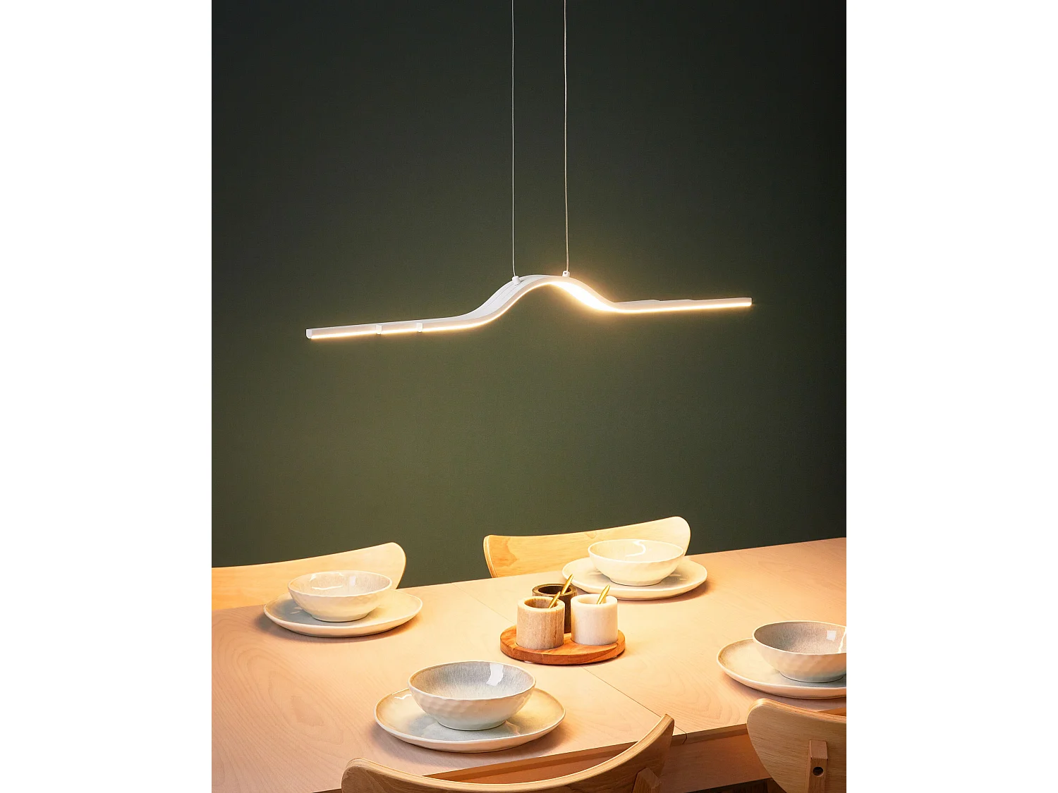 LED Hängelampe HONGU mit Dimmer Metall Weiss